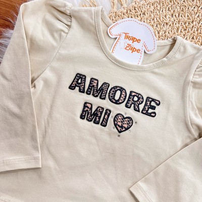 Conj. Blusa Manga Longa Amore Mio e Calça Legging em Plush - Areia